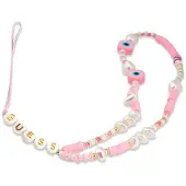 GUESS GUSTSHPP Handy-Anhänger mit rosa Perlen und Muschel