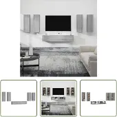 The Living Store 6-tlg. TV-Schrank-Set Grau Sonoma Holzwerkstoff