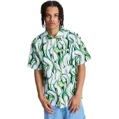 Dc-shoes Kurzarmhemd "Full On Resort", Herren, Gr. XXL, grün (liquid fuego weiß), Obermaterial: 87% Polyester, 13% Polyamid., Hemden Kurzarmhemd