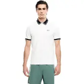 EA7 für Herren. 7M001538_AF13511 Weißes Polo-Tennisshirt aus elastischem Baumwoll-Piqué (L), Lässig, Sportlich, Baumwolle, Tennis/Padel, Kur