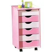 Dmora Kommode Lubrense 36x40x65h cm Weiß, 6 Schubladen mit Schiebetüren