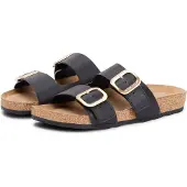 Tommy Hilfiger Pantoletten Leather Double Strap Cork Sandals FW0FW09118 Schwarz 37