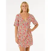 Rip Curl Las Dalias Ditsy Wrap Kurzes Kurzarmkleid