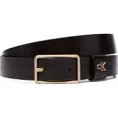 Calvin Klein Ledergürtel JEANS "SQUARE BUCKLE CK LOOP 25MM", Damen, Gr. 95, braun (delicioso), Rindsleder, Gürtel Ledergürtel, Größenverstellbar