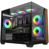 Abysm Danube Sava Nature 285C, Micro Tower, PC, Schwarz, ITX, micro ATX, Acrylnitril-Butadien-Styrol (ABS), SPCC, Holz, Gaming