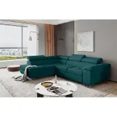 Fun-Möbel Couchgarnitur JADE Stoff Türkis mit Schlaffunktion Ottomane Links