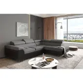 Fun-Möbel Couchgarnitur JADE Schwarz-Grau mit Schlaffunktion Ottomane Rechts