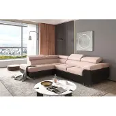 Fun-Möbel Couchgarnitur JADE Schwarz-Beige mit Schlaffunktion Ottomane Links