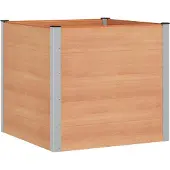 Syfax Hochbeet Braun 100 x 100 x 91 cm WPC und Aluminium