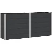 Syfax Hochbeet Schwarz 200 x 50 x 91 cm WPC und Aluminium