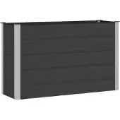 Syfax Hochbeet Schwarz 150 x 50 x 91 cm WPC und Aluminium