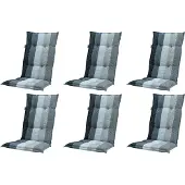 Madison New York Madison 6x C404 Hochlehner Gartenstuhl Auflagen 8cm dick grau gestreift