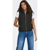 JDY Steppweste "JDYNEWERICA SHORT WAISTCOAT OTW NOOS", Damen, Gr. S, schwarz (schwarz detail:silber zipper), Steppware, Obermaterial: 100% Polyester, unifarben, Westen Steppweste