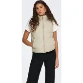 JDY Steppweste "JDYNEWERICA SHORT WAISTCOAT OTW NOOS", Damen, Gr. S, grau (moonbeam detail:silber zipper), Steppware, Obermaterial: 100% Polyester, unifarben, Westen Steppweste