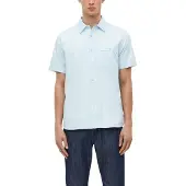 s.Oliver Kurzarmhemd , Herren, Gr. 3XL, N-Gr, blau (light blau), Web, Obermaterial: 100% Baumwolle, unifarben, normal hüftbedeckend, Rundhals, abgesteppte Kante, Hemden Kurzarmhemd
