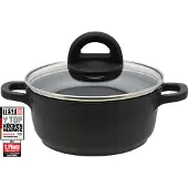 Elo Kochtopf BASIC "Black", schwarz, B:17cm H:11,2cm L:22,5cm Ø:16cm, Töpfe, Kochtopf, Gelochter Induktionsboden