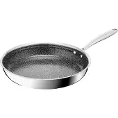 Tefal Bratpfanne "Master Mesh", silber (edelstahl), B:29,8cm H:8,9cm L:49,1cm Ø:28cm, Pfannen, Bratpfanne, HybridMesh-Technologie, mineralische Oberfläche, induktionsgeeignet