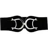 Bonprix Stretchgürtel , Damen, Gr. 95, schwarz, Materialmix, unifarben, Gürtel Stretchgürtel, Mix aus Lederimitat und Stretchmaterial, auffallende Schnalle