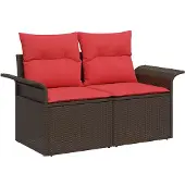 vidaXL Garten-Sofa 2-Sitzanzahl Poly-Rattan