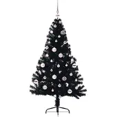 vidaXL Künstlicher vorbeleuchteter Weihnachtsbaum Schwarz 150 cm PVC
