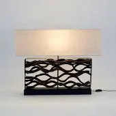 Holländer Tischlampe TREMITI NERO schwarz/beige Höhe 67 cm Holz/Textil