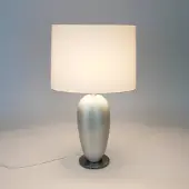 Holländer Tischlampe OMEGA OVAL, silber/weiß, Höhe 65 cm, Keramik E27