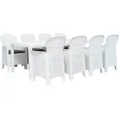 Syfax 9-tlg. Garten-Essgruppe Kunststoff Weiß Rattan-Optik