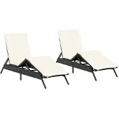 vidaXL Sonnenliegen mit Auflagen 2 Stk. Schwarz Poly Rattan
