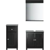 vidaXL 3-tlg. Badmöbel-Set BERG Schwarz Massivholz Kiefer