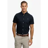 Superdry für Herren. M4011101A Preppy Oxford Hemd navy (S), Lässig, Baumwolle, Klassisch, Kurzarm, Marine