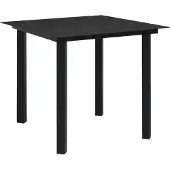 vidaXL Garten-Esstisch Schwarz 80x80x74 cm Stahl und Glas