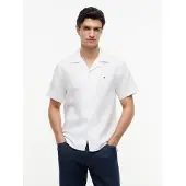 Tommy Hilfiger Kurzarmhemd "LINEN BLEND SOLID SS RF SHT", Herren, Gr. XXL (58), N-Gr, weiß, Web, Obermaterial: 52% Baumwolle, 48% Leinen, regular fit, Hemden Kurzarmhemd, aus Baumwollmix mit Leinen
