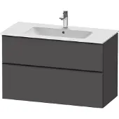 Duravit D-Neo Waschtischunterbau wandhängend, 1010x625x462mm, 1 Auszug, 1 Schubkasten, mit Griff Diamantschwarz, DE43630BD490000, Farbe: Graphit Matt Dekor