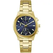 GUESS Multifunktionsuhr "PALMER", gold (goldfarben, blau), Armbanduhren, Herren, Multifunktionsuhr, Quarzuhr, Armbanduhr, Herrenuhr, Edelstahlarmband, analog, Wochentag