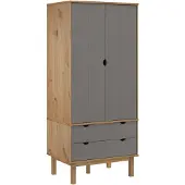 Syfax Kleiderschrank OTTA Braun&Grau 76,5x53x172 cm Massivholz Kiefer