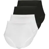 Sassa Maxislip "4er Sparpack Slip Maxi LOVELY SKIN", Damen, Gr. 42, bunt (schwarz, weiß), Obermaterial: 95% Modal CMD. 5% Elasthan EL., Unterhosen Maxislip