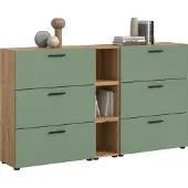 Xonox Wohnkombination The One 1 | 9-teilig | Artisan Oak / Smoke Green ohne