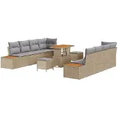 vidaXL Gartensofa-set 11 Stk. 10-Sitzanzahl Beige und Hellgrau