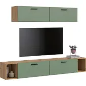Xonox Wohnkombination The One 4 | 6-teilig | Artisan Oak / Smoke Green ohne