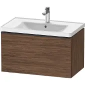 Duravit D-Neo Waschtischunterbau wandhängend, 784x440x452mm, 1 Auszug, mit Griff Diamantschwarz, DE42550BD210000, Farbe: Nussbaum Dunkel Matt Dekor