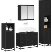 vidaXL Badezimmermöbel-Set 4 stk. Schwarz Eichen-Optik 80 x 33 x 60 cm