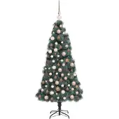 vidaXL Künstlicher vorbeleuchteter Weihnachtsbaum mit Kugelset Grün