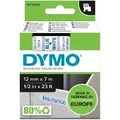 Dymo Schriftbandkassette D1 45014, 12 mm breit, weiß/blau