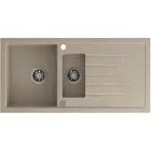 Sapho Einbau-Granitspüle mit Abtropffläche und Restebecken, 100x50cm, beige