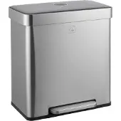 SVITA LT2X30 Mülleimer 60l Treteimer 2 Fächer mit Deckel Silber