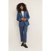 Kaffe Blusenblazer "Damen Blazer KASAKURA", Damen, Gr. 46, blau (vintage indigo), Obermaterial: 77% Polyester PES. 18% Viskose CV. 5% Elasthan EL., Blazer Blusenblazer
