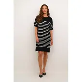 Kaffe Midikleid "Kleid KAlizza", Damen, Gr. XS, N-Gr, blau (midnight, turtledove stripe), Obermaterial: 80% Viskose CV. 20% Nylon NY., Kleider Midikleid