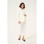 Kaffe Blusenblazer "Damen Blazer KASAKURA", Damen, Gr. 42, weiß (chalk), Obermaterial: 77% Polyester PES. 18% Viskose CV. 5% Elasthan EL., Blazer Blusenblazer