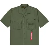 Alpha industries Print-Shirt "Aloha Safari Shirt", Herren, Gr. XL, grün (schwarz olive), Obermaterial: 80% Baumwolle, 20% Viskose, Shirts Print-Shirt