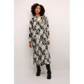 Kaffe Midikleid "Damen Kleid KAlouise", Damen, Gr. 40, N-Gr, schwarz (schwarz, sand graphic cloud), Obermaterial: 80% Viskose CV. 20% Polyamid PA., Kleider Midikleid